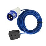 3 Metre FLY LEAD 13A SOCKET TO 16A BLUE SOCKET EXTENSION LEAD 3M CARAVAN EVENT ADAPTER 13A-16A