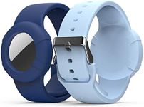 Air Tag Bracelet For Kids(2 Pack), Soft Silicone Air Tag Wristband Kids, Lightweight GPS Tracker Holder Compatible with Apple Airtag Watch Band for Child (Baby Blue & Navy Blue)