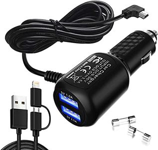 Car Charger for Garmin Nuvi, Garmin GPS Charger Cable,Mini USB Power Cord Cable Dual Port USB Vehicle Power Charging Cable Cord for Garmin Nuvi C255 Dashcam