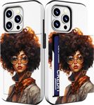 IWONE Compatible with iPhone 14 Pro Case Cute with Card Holder Shockproof Slim Slot Phone 14 Pro Wallet Cases for Women/African Girl Afro Black American Woman