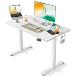 FEZIBO Height Adjustable Electric , 100 x 60 cm, Standing Desk with Memory Control and Anti-Collision Technology, White Frame/White Surface