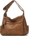 Artwell Fashion Crossbody Bag For Women Shoulder Bag Soft PU Leather Handbags Purses Multi Pocket Hobo Tote Bag (Brown)