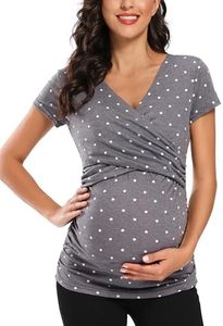Glampunch Women's Maternity Nursing Tops Short Sleeve V Neck Breastfeeding Tee Shirts Pregnancy Tops