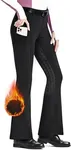 FitsT4 Sports Women's Fleece Lined Bootcut Horse Riding Pants Winter Full Seat Riding Tights with Pockets Equestrian Breeches Black S