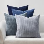 Topfinel 4 Packs Blue Decorative Throw Pillow Covers 22x22 Inch for Living Room Couch Bed Sofa, Boho Western Farmhouse Home Decor, Square Soft Moss Corduroy Fall Cushion Case 55x55 cm