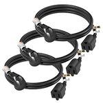 FIRMERST 1875W 15A Low Profile Flat Plug Extension Cord 3 Feet 14 AWG Black 3 Pack