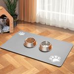 Pet Feeding Mat-Absorbent Dog Mat for Food and Water Bowl-Dog Accessories Pet Supplies-Dog Water Bowl for Messy Drinkers-No Stains Quick Dry Dog Water Dispenser Mat (17"x28", Light Grey)