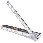 Presch Folding rule 2m with angle scale | Wood | Blue | Foldable | Large & highly legible numbers | Precise snapping | Meter stick, carpenters rule, folding ruler 2m, joiners rule with tool pattern