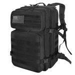 HEMSO Military Backpack 45L Waterproof Tactical Backpack Molle Backpacks Large Assault pack for Travelling Hunting Hiking Camping Fishing Trekking Gym(Black)