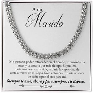 Collar Cubano para Hombre A Mi Marido Te Quiero - Ideas de Regalo para Él para Navidad Cumpleaños - Set de Regalo con DEDICACIÓN incluido (A mi Marido)