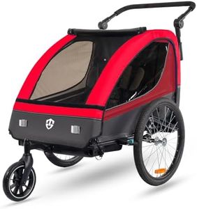 Veelar Sports Suspension Bike Trailer & Stroller 2 in 1 Double Seat for Toddlers, Kids, Child Bicycle Carrier Jogger (Red)