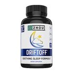 DRIFTOFF Natural Sleep Aid with Valerian Root & Melatonin - Sleep Well, Wake Refreshed - Non Habit Forming Sleep Supplement - Also Includes Chamomile, Tryptophan, Lemon Balm & More - 60 Veggie Caps