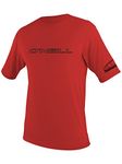 O'Neill Wetsuits UV Sun Protection Mens Basic Skins Tee Sun Shirt Rash Guard, Red, Large