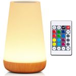 Night Light, LED Touch Bedside Table Lamp, 13 RGB Colours Changing, 5 Brightness Level Switch, Timing Function, Rechargable Remote Control Dimmable Light for Bedroom, Living Room