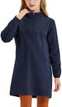 BALEAF Girls Fleece Dress Thermal Pullover Long Polar Tunic Sweatshirt Quarter Zip Winter Outfits Pocket Navy Blue L