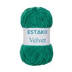 Estako Velvet Chenille Blanket amigurumi Yarn for Crocheting and Knitting Super Bulky 100 gr (132 yds) (1920 - Benetton Green)