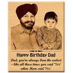 GFTBX Gift For Dad Birthday- Personalized Engraved Wooden Rectangular Wall Mount Photo Frame Plaque With Text Engraving Happy Birthday Dad | Gift For Father | Gift For Papa (10X8 In, Wood), 8x10 Inch