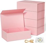 RYDDOY 5 Pack Pink Gift Box, 12x6x4'' Gift box for Presents with Lids Magnetic Closure Rectangle Collapsible for Bridesmaid Proposal Box, Wedding, Christmas, Halloween, Birthday Gift Packging
