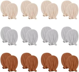 Pro Goleem Baby Mittens 12-pack for Newborn Boys & Girls, Soft Organic Cotton Muslin No Scratch Gloves with Elastic Strap,Infant Essentials 0-6 Months,Neutral Brown, Baby Registry Must Haves Gift