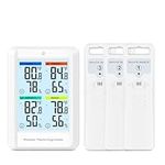 ORIA Digital Weather Station, Indoor Outdoor Thermometer Hygrometer with 4in Large Screen Clear Backlight, Replaceable ℃ and ℉, Thermometer Humidity with 3 Remote Sensors for Home