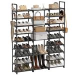 WOWLIVE 9 Tiers Large Shoe Rack Storage Organizer for Closet 50-55 Pairs Metal Stackable Shoe Rack Shoe Tower Unit Shelf Durable Pipes with Plastic Connectors Black(SSS3B9)