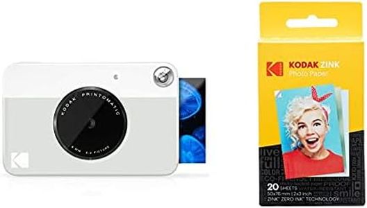 Kodak Printomatic Digital Instant Print Camera - Full Color Prints On ZINK 2 x 3 Inch Sticky-Backed Photo Paper (Grey) Print Memories Instantly & Zink Photo Paper - Pack of 20