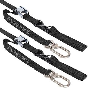 Ayaport Motorcycle Tie Down Straps 1.1” x 7’ (with Swivel Carabiner Hooks) Cam Buckle Tie Downs, Handlebar Strap for Dirt Bike, Motor Bike, Kayak, Car, Truck, Boat, Cargo, Black (1.1" x7'-2pcs)