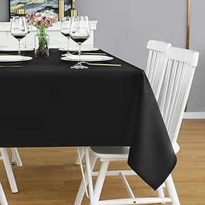 FOLINS&HOME Black Rectangular Table Cloth in Heavy Duty and Water Resistant Polyester-Wrinkle Free Spillproof and Washable Tablecloths 60 x 84 inch-Table Cover for Indoor and Outdoor-Oblong/Rectangle