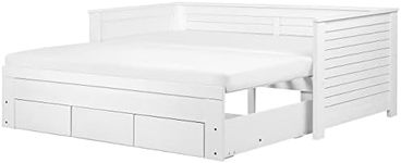 Beliani EU Single to Super King Daybed 3ft to 6ft Wooden White with Storage Cahors