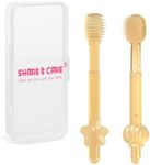 SHARE&CARE Baby Toothbrush and Baby Tongue Cleaner for Toddler Oral Care, Soft Silicone Toothbrush
