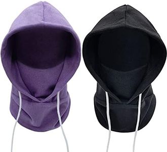 Leamekor Kids Winter Balaclava Windproof Hats (2 Pack), Warm Fleece Ski Mask for Boys & Girls, Adjustable Full Face Cover