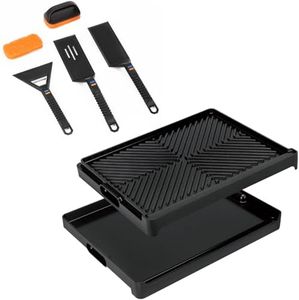 Utheer Griddle Combo Set, Cast Aluminum Flat Top Griddle with 16.3" x 13" Ceramic Nonstick Stove Top Griddle and Large Grill Griddle, Fast Heating Indoor Outdoor Griddle for Gas Grill, BBQ and Camping