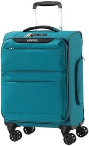 LIGHTGO 20 Inch Carry On Luggage, Softside Suitcase with Spinner Wheels, 20x14x8 Inches Including Wheels for Airline Approved, TSA Lock, Water Resistant Underseat Luggage for Women Men, Turquoise