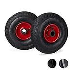 Relaxdays Hand Truck Spare Tyres Set of 2, 3.00-4, Pneumatic Wheels with Steel Rim, 25 Hub Diameter, Multicolour