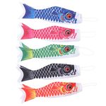 DOITOOL 5 Pcs 40cm Japanese Carp Windsock Streamer Fish Flag Kite Koinobori Hanging Decor for Japanese Sushi Bar Izakaya Room (40 x 10 m)