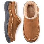 Zigzagger Men's Fuzzy Moccasin Slippers Indoor/Outdoor Fluffy House Shoes, Camel, 8/9 UK