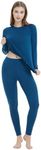 Iguana Womens 100% Merino Wool Base Layer Sets for Ski Midweight Thermal Underwear Navy Blue Large