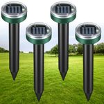 4Packs Solar Mole Repellent, Waterproof Ultrasonic for Anti Mole, Ultrasonic Mole Deterrents for Gardens Outdoor Yards Farms Lawns, Mole Traps Effectively Repel Moles/Voles/Gophers