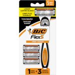 Bic Flex 5 Hybrid Razor - 1 Count Handle & 3 Count Cartridges Per Package - Pack of 2 Packages