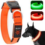 KOSKILL Light Up Dog Collar at Night, Led Dog Collar Adjustable, Lighted Dog Collar Rechargeable Waterproof, Dog Lights for Night Walking, Glow in The Dark Dog Collars Light for Medium Large Dogs (L, Orange)