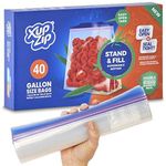 40 x Premium Food Storage Freezer Bags by XupZip | Large UK Gallon Size 4.55L, Reusable, Heavy-Duty Plastic | Airtight and Leakproof Bamboo Seal | BPA Free… (Gallon / 4.55L - 40 Bags)