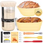 TeeMars Sourdough Bread Starter Kit, 34oz Sourdough Starter Jar, 2 Bread Proofing Baskets, Thermometer, Feeding Time Tracker, Metal Scraper, Easy to Clean, Complete Sourdough Bread Baking Supplies