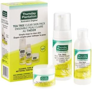 THURSDAY PLANTATION Tea Tree Clear Skin Pack - Tea Tree Foam Face Wash 150mL, Tea Tree & Witch Hazel Toner 100mL, Soothing Tea Tree Cream 65g - Natural Skincare for Acne-Prone and Sensitive Skin