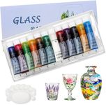 Magicdo Glass Paint Stained Transparent Glass Window Paint Set Great for Glass Painting, Wine Glasses, Light Bulbs, Ceramic, Non-Toxic(12 Colors x 12ml with Palette)