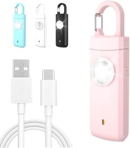 Sonicefit 130dB Rechargeable Personal Alarm for Women & Men, Safety Keychain with Strobe Light & Loud Siren, Security Alarm for Students, Kids, Girls, Elderly - Ideal Christmas/Birthday Gift (Pink)