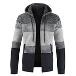 Ki Men's Zip Up Hooded Fleece Cardigan Sweater Winter Warm Sherpa Lined Jacket Coat Hoodies with Pockets, Dark Grey, Large