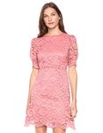 Lark & Ro Corded Lace Puff Sleeve Dress Dusty Rose, 10