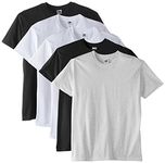 Fruit of the Loom Men's Super Premium Short Sleeve T Shirt, White/White/Black/Black/Ash, XL UK