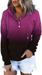 KISSMODA Hoodie Women Daily Wear for Ladies Plus Size Pullover Womens Button Down Sweatshirts Gradient Rose M