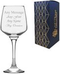 Personalised Engraved Tallo Red Wine Glass with Gift Box, Personalise with Any Message for Any Occasion, Stylize from a Variety of Fonts, Laser Engraved